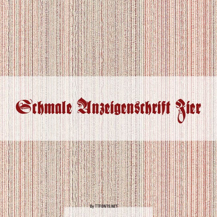 Schmale Anzeigenschrift Zier example
